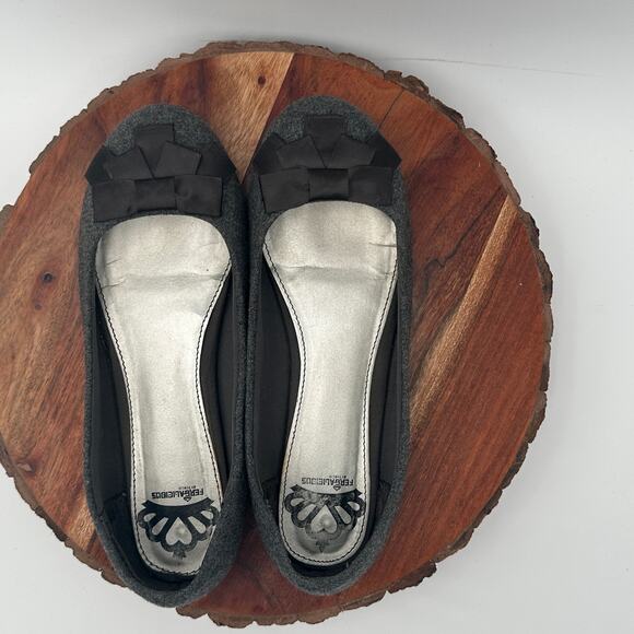 Fergalicious Ballet Flats Adele Gray Fabric Felt Upper Cottagecore Preppy 7.5 - Picture 7 of 11
